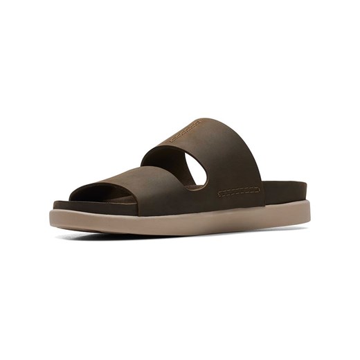 Clarks Skórzane klapki "Sunder Coast" w kolorze oliwkowym Clarks 44,5 okazja Limango Polska