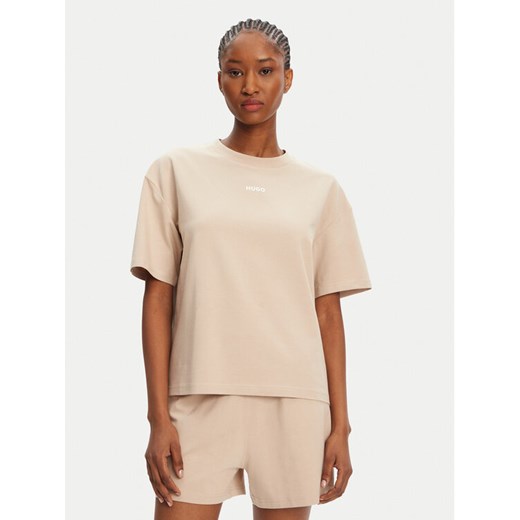 HUGO T-Shirt 50490593 Beżowy Relaxed Fit ze sklepu MODIVO w kategorii Bluzki damskie - zdjęcie 184629082
