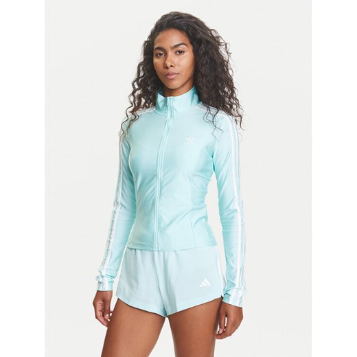 adidas Bluza adicolor 3-Stripes JC5579 Turkusowy Slim Fit ze sklepu MODIVO w kategorii Bluzy damskie - zdjęcie 184629131
