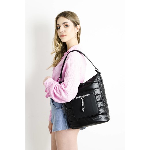 TORBA MATERIAŁOWA PIKOWANA CZARNA- SHOPPER ze sklepu olika.com.pl w kategorii Torby Shopper bag - zdjęcie 184630013
