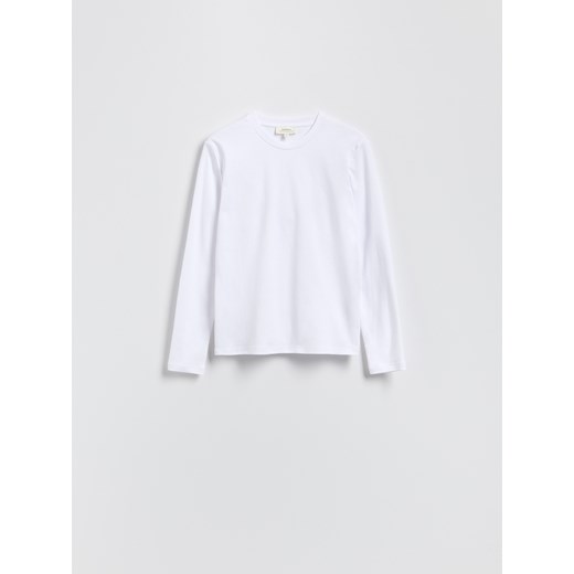 Reserved - Bawełniany longsleeve - biały ze sklepu Reserved w kategorii Bluzki damskie - zdjęcie 184630260
