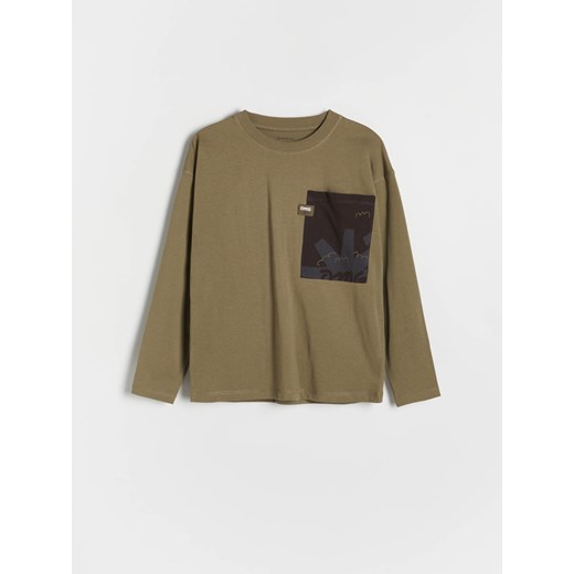 Reserved - Longsleeve oversize - ciemnozielony Reserved 116 (5-6 lat) okazja Reserved