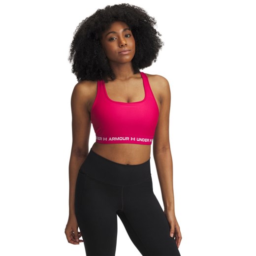 Biustonosz treningowy Under Armour Crossback Mid Bra - różowy ze sklepu Sportstylestory.com w kategorii Biustonosze - zdjęcie 184631450