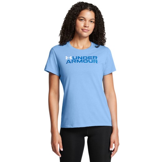 Damski t-shirt z nadrukiem Under Armour UA Big Logo Pack Short Sleeve - niebieski ze sklepu Sportstylestory.com w kategorii Bluzki damskie - zdjęcie 184631581