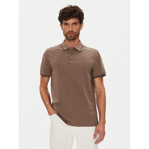 Michael Kors Polo CS550V85KS Brązowy Regular Fit ze sklepu MODIVO w kategorii T-shirty męskie - zdjęcie 184632580