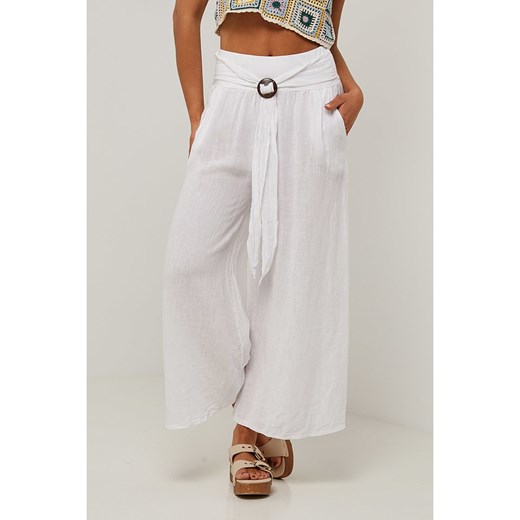 Le Monde du Lin Lniane spodnie w kolorze białym ze sklepu Limango Polska w kategorii Spodnie damskie - zdjęcie 184634071