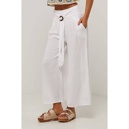 Le Monde du Lin Lniane spodnie w kolorze białym Le Monde Du Lin 36/38 okazyjna cena Limango Polska
