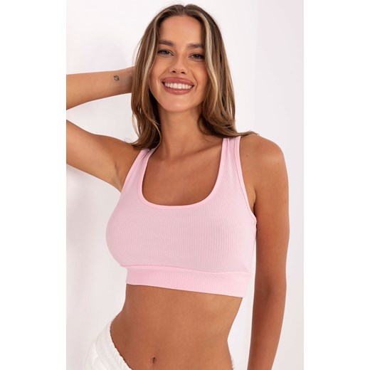 Jasnoróżowy sportowy crop top HG-TP-5445.47, Kolor różowy, Rozmiar S, Rue Paris ze sklepu Intymna w kategorii Biustonosze - zdjęcie 184634333