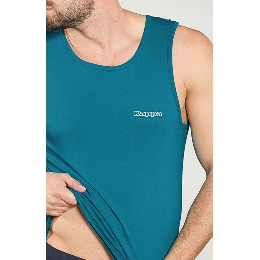 Kappa turkusowa koszulka męska bawełniana na szerokich ramiączkach K1325, Kolor turkusowy, Rozmiar M, Kappa ze sklepu Intymna w kategorii T-shirty męskie - zdjęcie 184634390