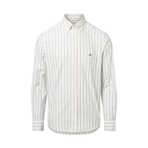Gant Męska koszula casual Mężczyźni Regular Fit Bawełna écru w paski ze sklepu vangraaf w kategorii Koszule męskie - zdjęcie 184635710