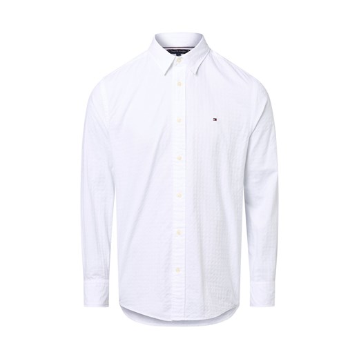 Tommy Hilfiger Męska koszula casual Mężczyźni Regular Fit Bawełna biały jednolity ze sklepu vangraaf w kategorii Koszule męskie - zdjęcie 184635711