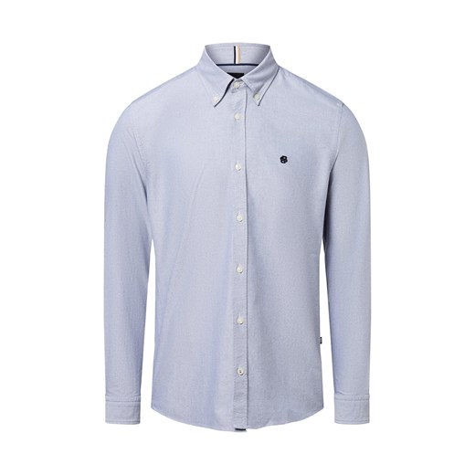 BOSS Męska koszula casual - Roan Mężczyźni Slim Fit Bawełna granatowy marmurkowy ze sklepu vangraaf w kategorii Koszule męskie - zdjęcie 184635712