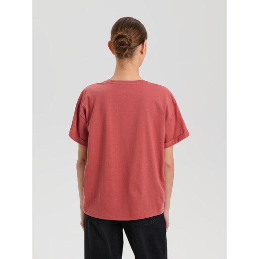 Sinsay - Bawełniana koszulka z krótkimi rękawami - pomarańczowy Sinsay L Sinsay