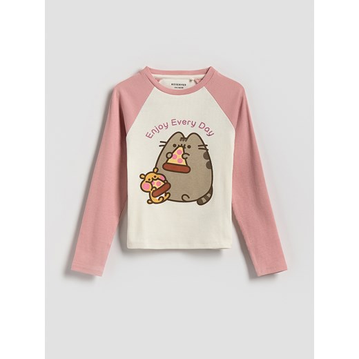 Reserved - Bawełniana koszulka Pusheen - brudny róż ze sklepu Reserved w kategorii Bluzki dziewczęce - zdjęcie 184638031