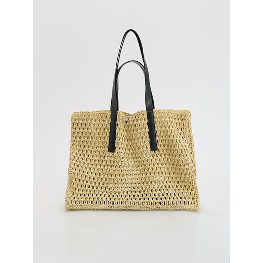 Reserved - Pleciona torebka shopper - złamana biel ze sklepu Reserved w kategorii Torby letnie - zdjęcie 184638053
