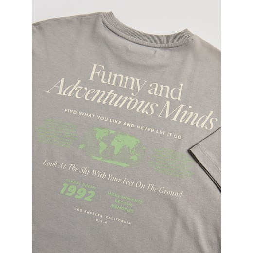 Reserved - Bawełniany t-shirt z nadrukiem - ciemnoszary Reserved 170 (13-14 lat) Reserved