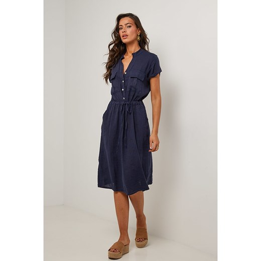 Le Monde du Lin Lniana sukienka w kolorze granatowym Le Monde Du Lin 38/40 okazja Limango Polska
