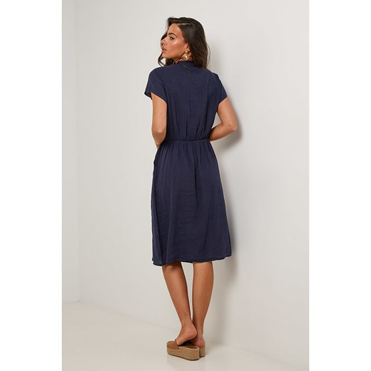 Le Monde du Lin Lniana sukienka w kolorze granatowym Le Monde Du Lin 38/40 Limango Polska okazyjna cena
