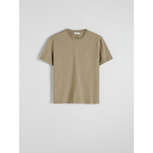 Reserved - Bawełniany t-shirt regular - oliwkowy ze sklepu Reserved w kategorii T-shirty męskie - zdjęcie 184640450