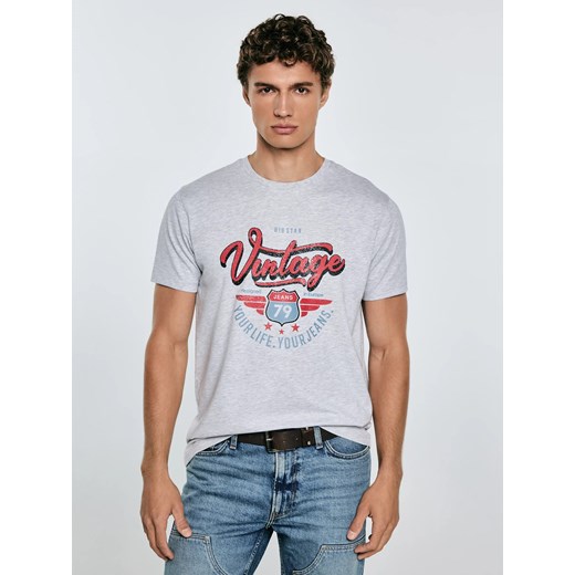 Koszulka męska z nadrukiem szara Merret 901 ze sklepu Big Star w kategorii T-shirty męskie - zdjęcie 184642184