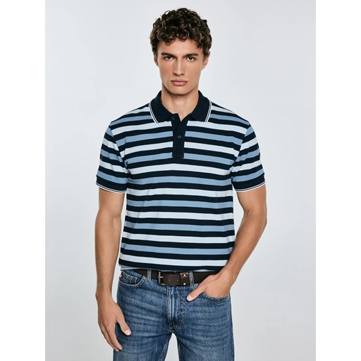 Koszulka męska polo w kolorowe paski Seulir 401 ze sklepu Big Star w kategorii T-shirty męskie - zdjęcie 184642252