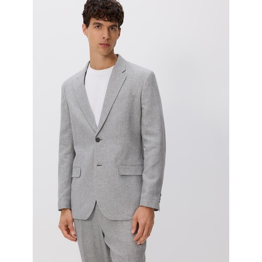Reserved - Marynarka slim fit z lnem - jasnoszary ze sklepu Reserved w kategorii Marynarki męskie - zdjęcie 184642670