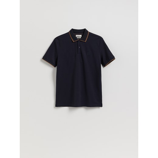 Reserved - Koszulka polo z merceryzowaną bawełną - granatowy ze sklepu Reserved w kategorii T-shirty męskie - zdjęcie 184645972