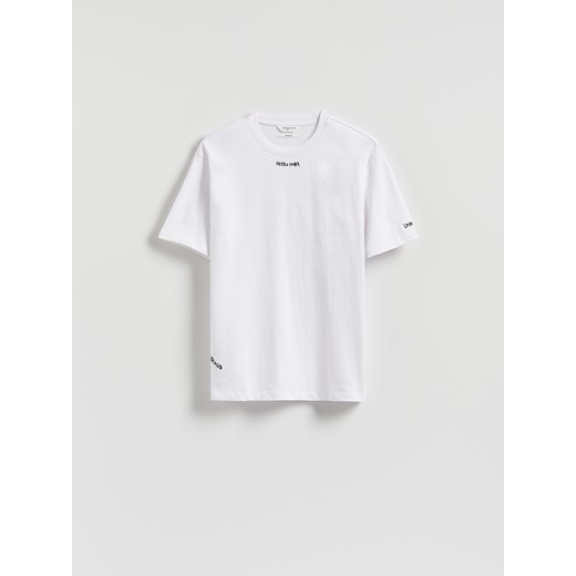 Reserved - T-shirt relaxed z haftem - złamana biel ze sklepu Reserved w kategorii T-shirty męskie - zdjęcie 184645984