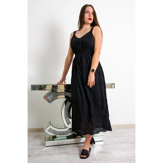 DŁUGA AŻUROWA SUKIENKA BOHO - CZARNA ze sklepu olika.com.pl w kategorii Sukienki - zdjęcie 184646760