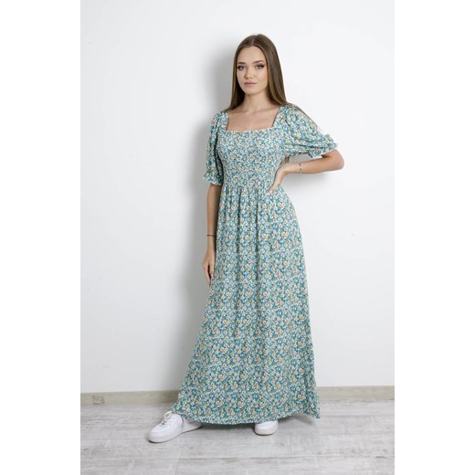 SUKIENKA MAXI W KWIATY - ZIELONA ze sklepu olika.com.pl w kategorii Sukienki - zdjęcie 184646862