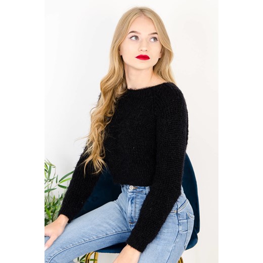 CZARNY KRÓTKI WŁOCHATY SWETER ze sklepu olika.com.pl w kategorii Swetry damskie - zdjęcie 184647253