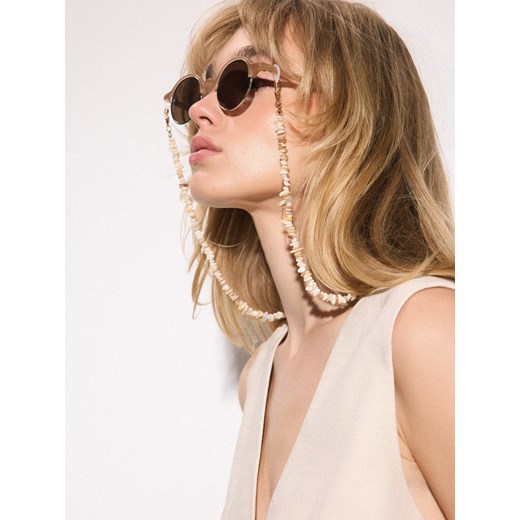 Mohito - Okrągłe okulary przeciwsłoneczne - beżowy Mohito ONE SIZE Mohito