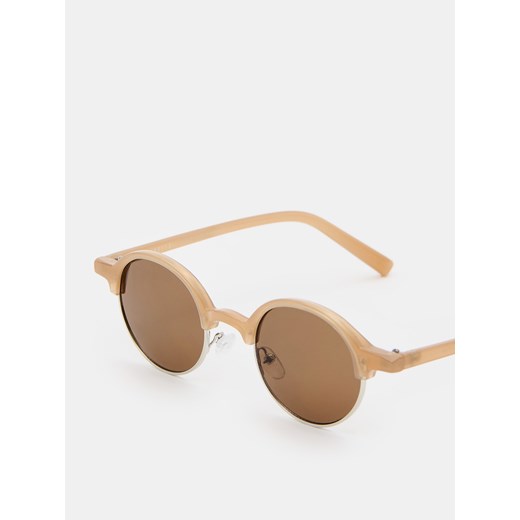 Mohito - Okrągłe okulary przeciwsłoneczne - beżowy Mohito ONE SIZE Mohito