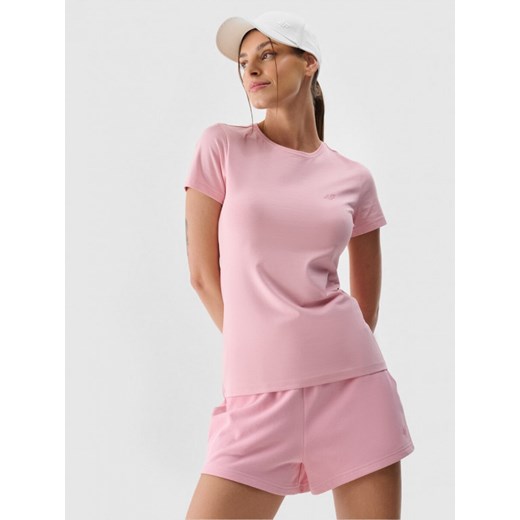Damski t-shirt basic 4F 4FWMM00TTSHF2255 - różowy ze sklepu Sportstylestory.com w kategorii Bluzki damskie - zdjęcie 184647871