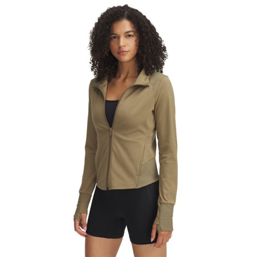 Damska kurtka treningowa Under Armour Meridian Jacket - brązowa ze sklepu Sportstylestory.com w kategorii Kurtki damskie - zdjęcie 184647892