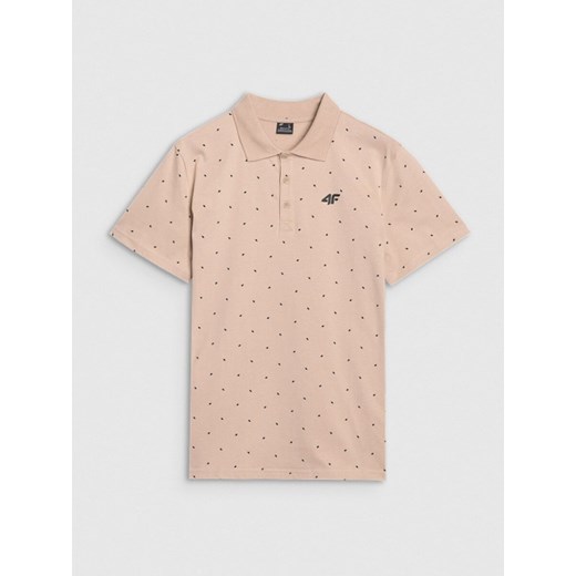 Męska koszulka polo z nadrukiem 4F 4FRSS25TPTSM634 - beżowa ze sklepu Sportstylestory.com w kategorii T-shirty męskie - zdjęcie 184648013