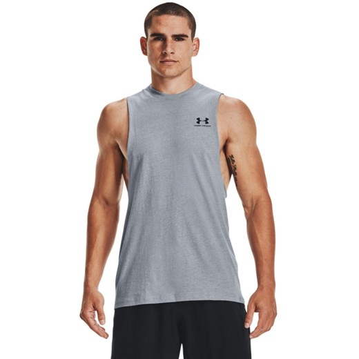 Męski top treningowy Under Armour UA LEFT CHEST CUT OFF TANK - szary ze sklepu Sportstylestory.com w kategorii T-shirty męskie - zdjęcie 184648041