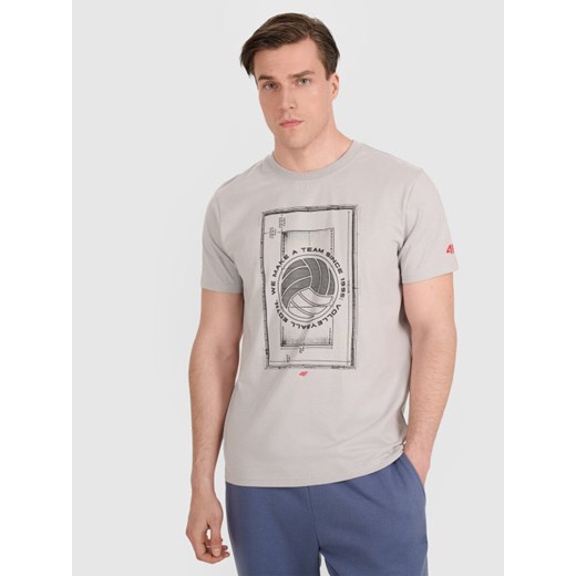 Męski t-shirt z nadrukiem 4F 4FRAW25TTSHM3236 - szary ze sklepu Sportstylestory.com w kategorii T-shirty męskie - zdjęcie 184648183