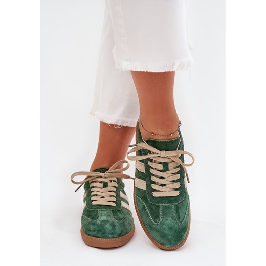 Boto Zamszowe Sneakersy Damskie Zielone Sirella ze sklepu ButyModne.pl w kategorii Buty sportowe damskie - zdjęcie 184649581
