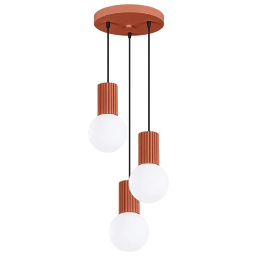 Czerwona ryflowana lampa wisząca - K600-Buble ze sklepu Edinos.pl w kategorii Lampy wiszące - zdjęcie 184651534