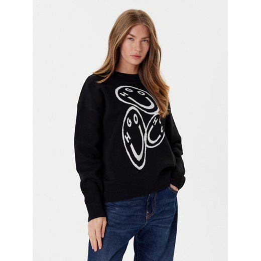 HUGO Sweter Seginy 50543020 Czarny Regular Fit ze sklepu MODIVO w kategorii Swetry damskie - zdjęcie 184653491