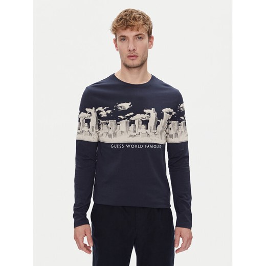 Guess Longsleeve Skyline M3YI13 I3Z13 Granatowy Slim Fit ze sklepu MODIVO w kategorii T-shirty męskie - zdjęcie 184653541