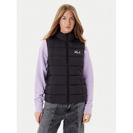 KARL LAGERFELD Bezrękawnik A1W15048 Czarny Regular Fit ze sklepu MODIVO w kategorii Kamizelki damskie - zdjęcie 184653553