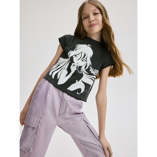 Reserved - T-shirt Winx Club - czarny Reserved 134 (8 lat) okazyjna cena Reserved