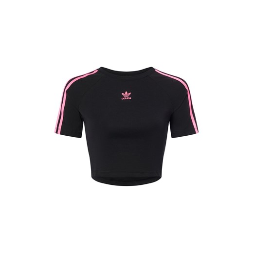 adidas Originals Koszulka damska z krótkim rękawem - 3 Stripes Baby Tee Kobiety Bawełna czarny jednolity ze sklepu vangraaf w kategorii Bluzki damskie - zdjęcie 184655052