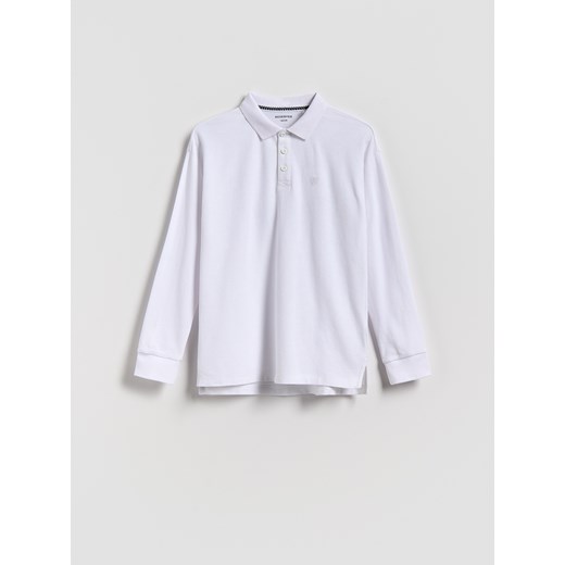 Reserved - Bawełniany longsleeve polo - biały ze sklepu Reserved w kategorii T-shirty chłopięce - zdjęcie 184655444
