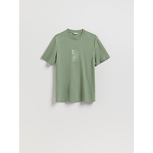Reserved - T-shirt regular z haftem - jasnozielony ze sklepu Reserved w kategorii T-shirty męskie - zdjęcie 184655622