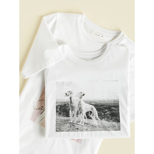 Reserved - T-shirt z nadrukiem - biały ze sklepu Reserved w kategorii Bluzki damskie - zdjęcie 184655672
