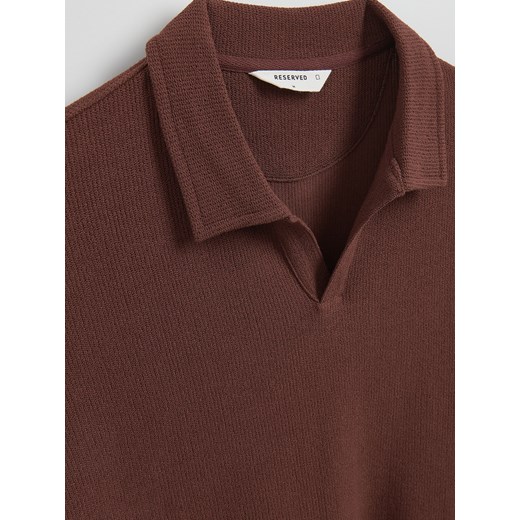 Reserved - Strukturalne polo comfort fit - mahoniowy Reserved XL Reserved