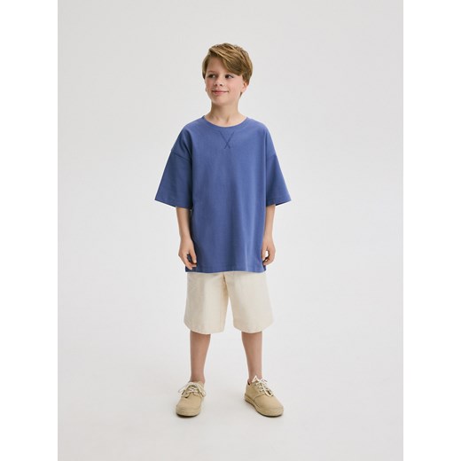Reserved - Bawełniany t-shirt oversize - granatowy Reserved 116 (5-6 lat) promocja Reserved